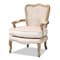 Baxton Studio Vallea Beige Velvet Upholstered White-Washed Oak Wood Armchair 156-9494 - alternate 1